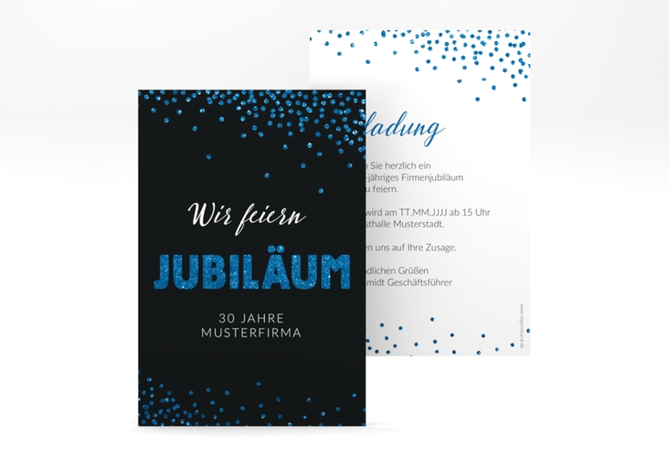 Party Einladungskarte Jubiläum A6 Karte hoch blau für Firmen-Events