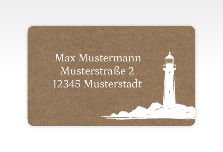 Empfängeretikett Hochzeit Leuchtturm 63,5 x 38,1 mm Kraftpapier