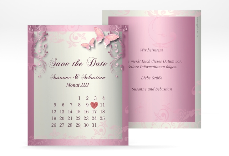 Save the Date-Kalenderblatt Toulouse Kalenderblatt-Karte rosa hochglanz