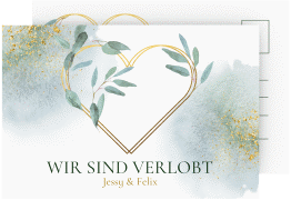 Verlobungskarte Hochzeit Amore A6 Postkarte weiss