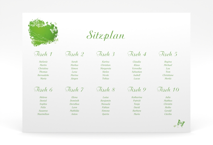 Sitzplan Poster Hochzeit Mailand 70 x 50 cm Poster gruen