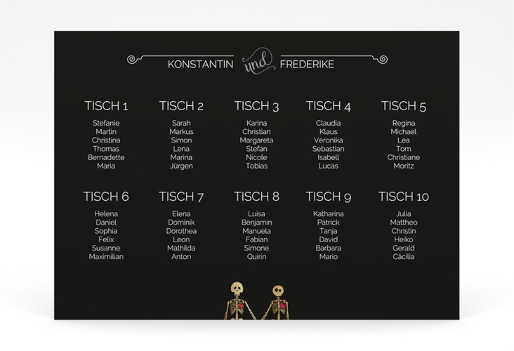 Sitzplan Poster Hochzeit Bones 70 x 50 cm Poster