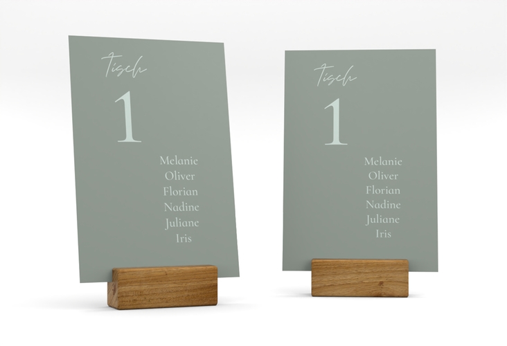 Tischaufsteller Hochzeit Day Tischaufsteller gruen mit Datum im minimalistischen Design