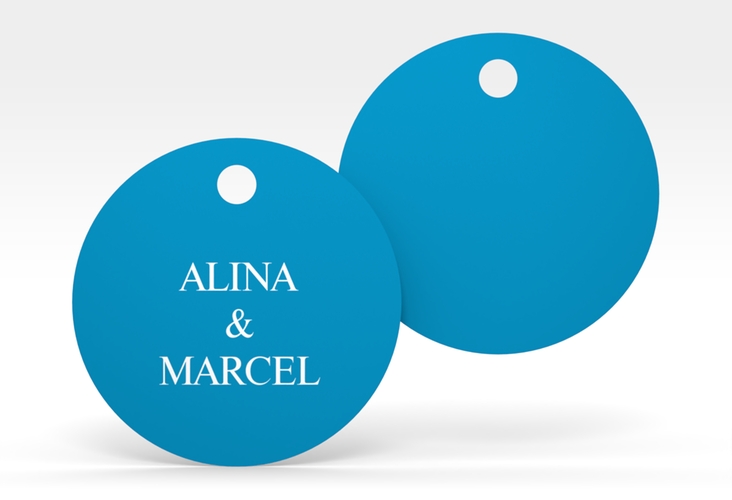 Geschenkanhänger Hochzeit Classic Geschenkanhänger, rund blau