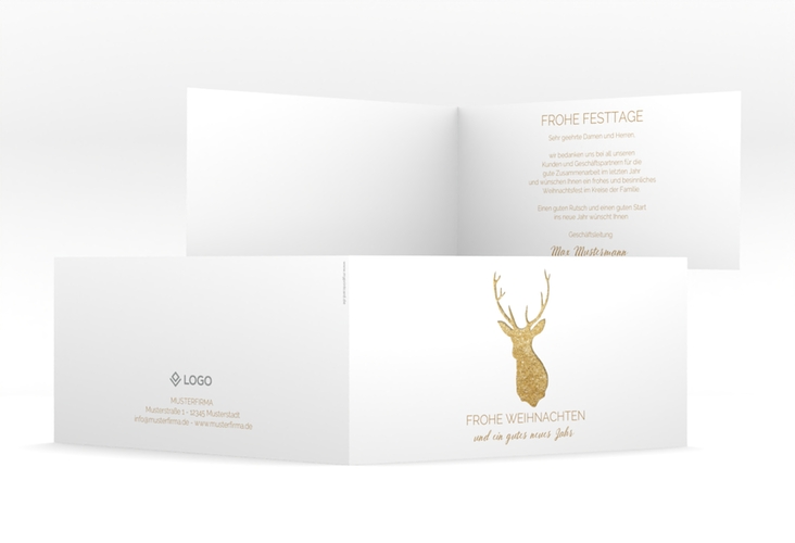 Geschäftliche Weihnachtskarte Deer lange Klappkarte quer