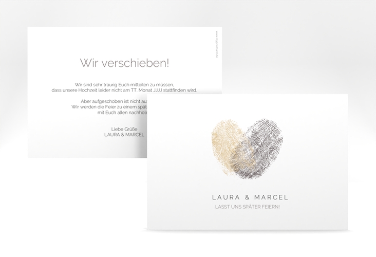 Change the Date-Karte Fingerprint A6 Karte quer beige hochglanz schlicht mit Fingerabdruck-Motiv