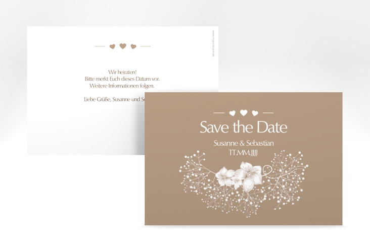 Save the Date-Karte Hochzeit Jena A6 Karte quer braun