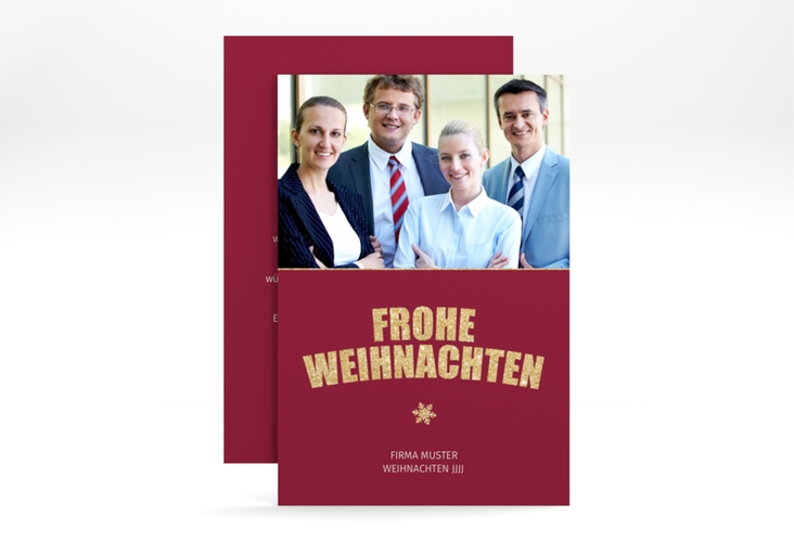 Geschäftliche Weihnachtskarte Weihnachtsfunkeln A6 Karte hoch rot hochglanz