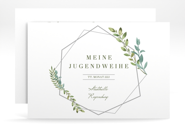 Einladung Jugendweihe Unizone A6 Karte quer grau hochglanz