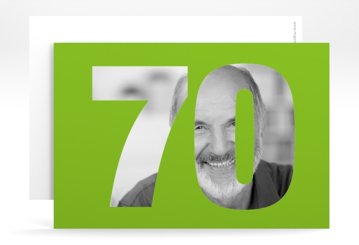 Einladung 70. Geburtstag Numbers A6 Karte quer gruen