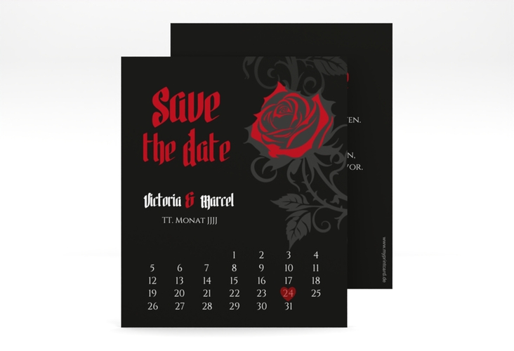 Save the Date-Kalenderblatt Red Rose Kalenderblatt-Karte