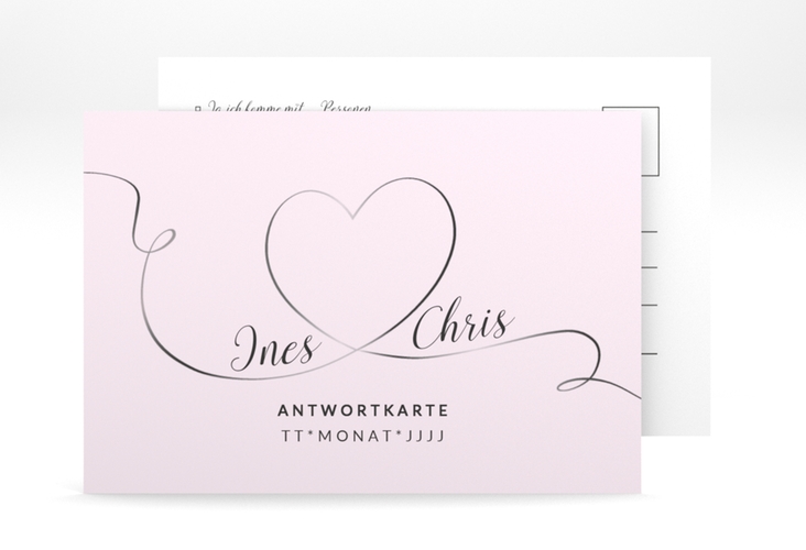 Antwortkarte Hochzeit Dolce A6 Postkarte rosa