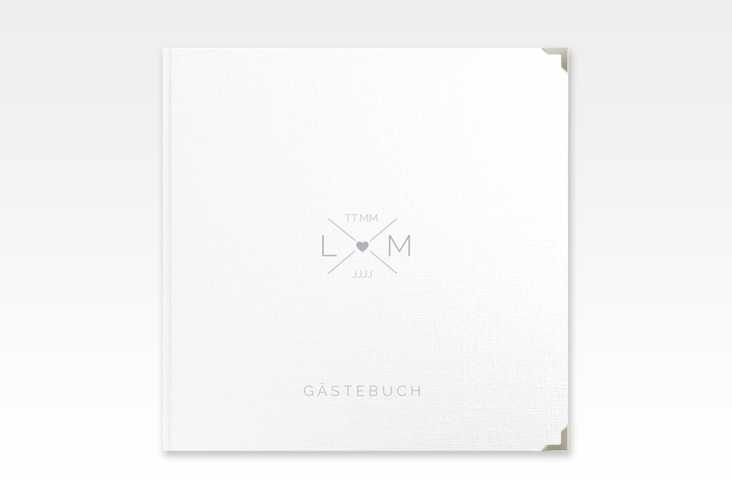Gästebuch Selection Hochzeit Initials Leinen-Hardcover grau mit Initialen im minimalistischen Design