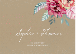 Klick: Details zu Willkommensschild Hochzeit "Blooming" anzeigen Willkommensschild Hochzeit Blooming 70 x 50 cm Poster Kraftpapier