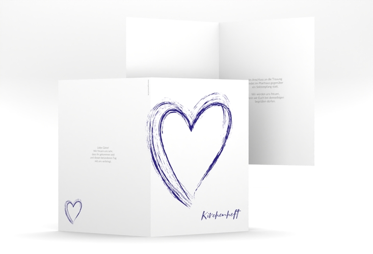Kirchenheft Hochzeit Liebe A5 Klappkarte hoch blau
