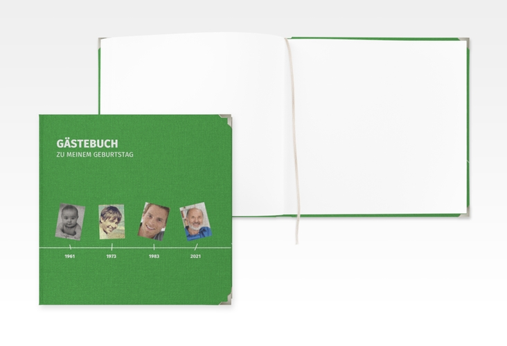 Gästebuch Selection Geburtstag Timeline Leinen-Hardcover gruen