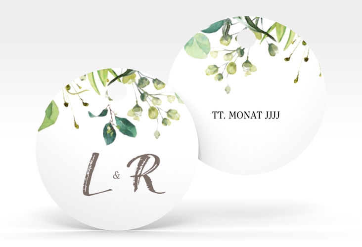 Geschenkanhänger Hochzeit Natural Geschenkanhänger, rund weiss