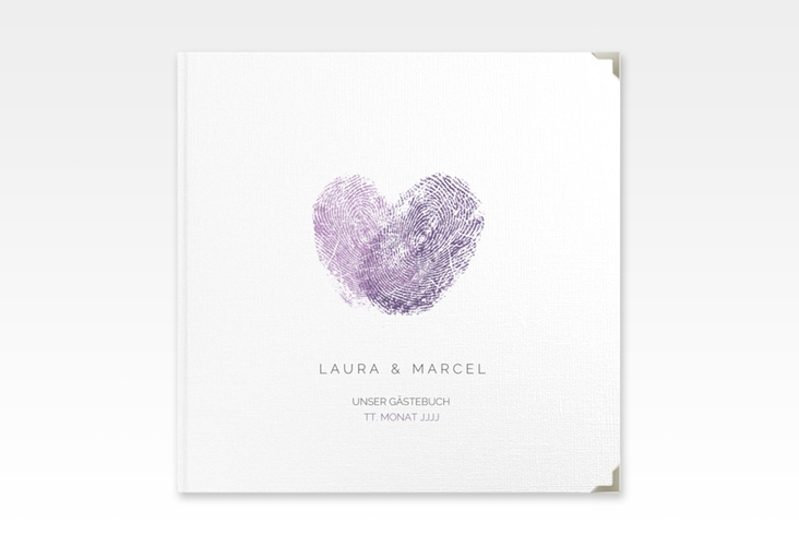 Gästebuch Selection Hochzeit Fingerprint Leinen-Hardcover lila schlicht mit Fingerabdruck-Motiv