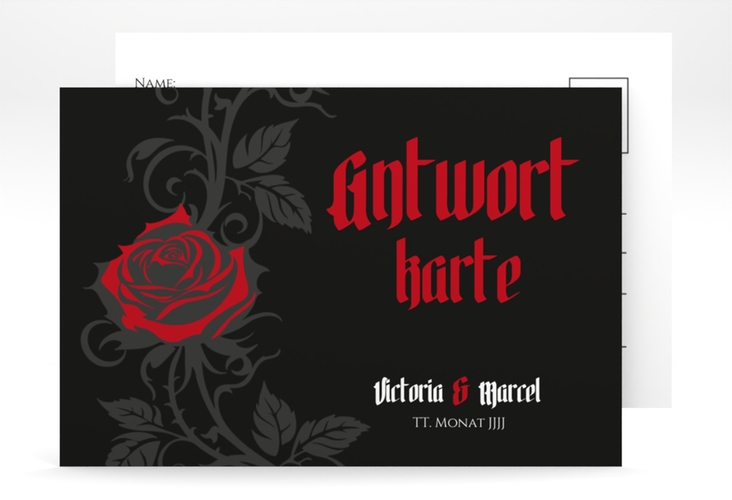 Antwortkarte Hochzeit Red Rose A6 Postkarte