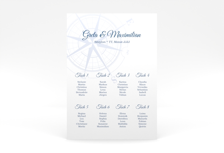 Sitzplan Poster Hochzeit Windrose 50 x 70 cm Poster