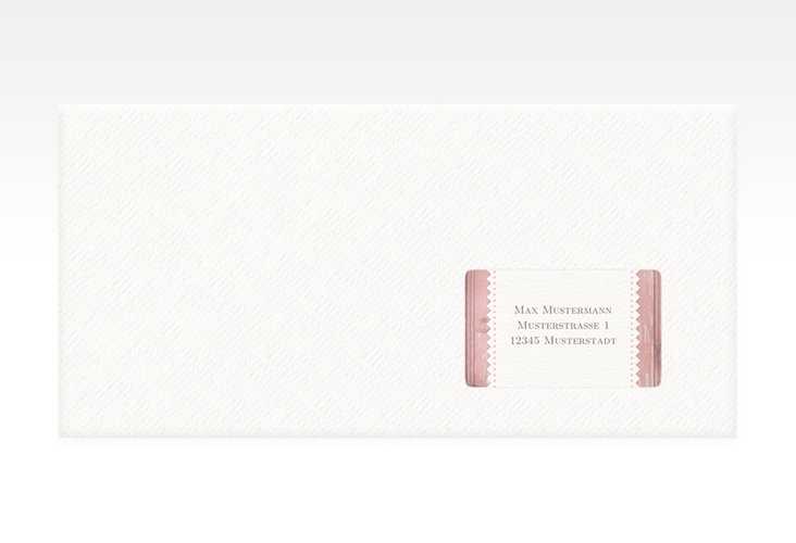 Empfängeretikett Hochzeit Heimatjuwel 63,5 x 38,1 mm rosa mit Hirschgeweih und Holz-Hintergrund
