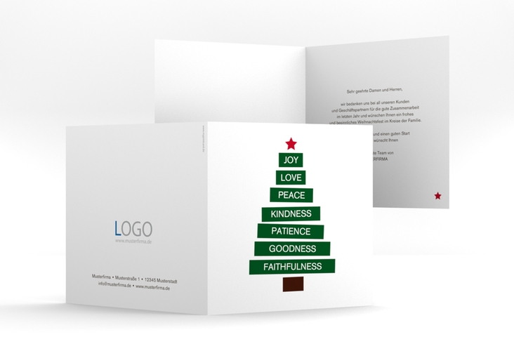 Business-Weihnachtskarte Christmastree quadr. Klappkarte hochglanz modern mit Weihnachtsbaum