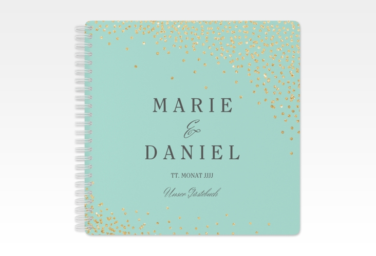 Gästebuch Hochzeit Glitter Ringbindung mint
