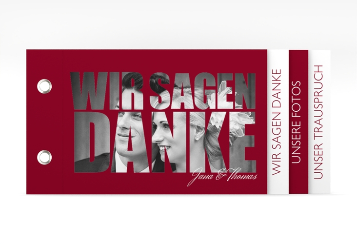 Danksagungskarte Hochzeit Letters Booklet rot hochglanz