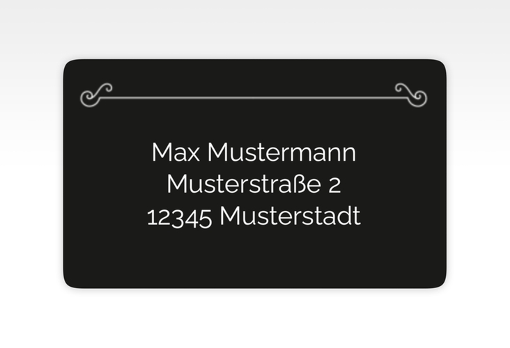 Empfängeretikett Hochzeit Bones 63,5 x 38,1 mm mit Skelett-Ehepaar im Cartoon-Stil