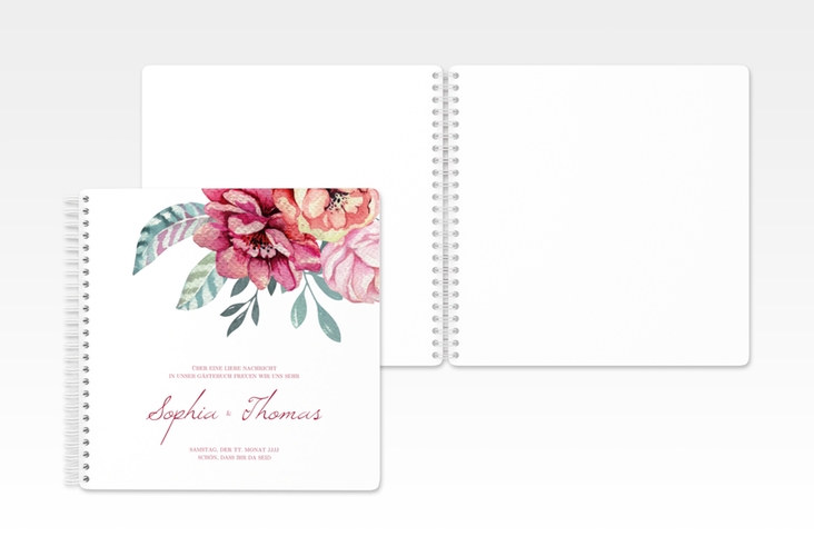 Gästebuch Hochzeit Blooming Ringbindung weiss