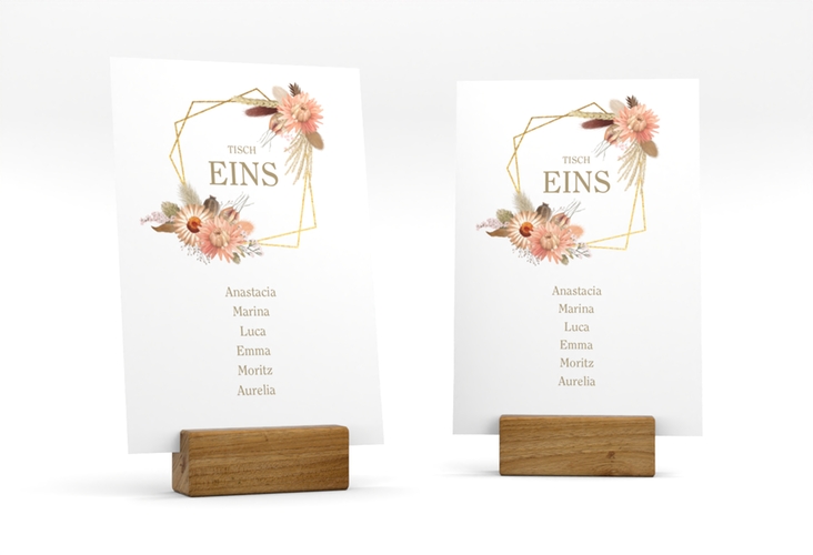 Tischaufsteller Hochzeit Strohblume Tischaufsteller weiss