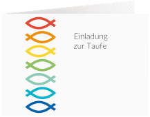 Einladung Taufe Kunterbunt A6 Klappkarte quer weiss