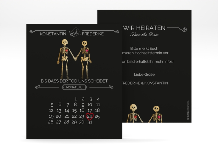 Save the Date-Kalenderblatt Bones Kalenderblatt-Karte hochglanz
