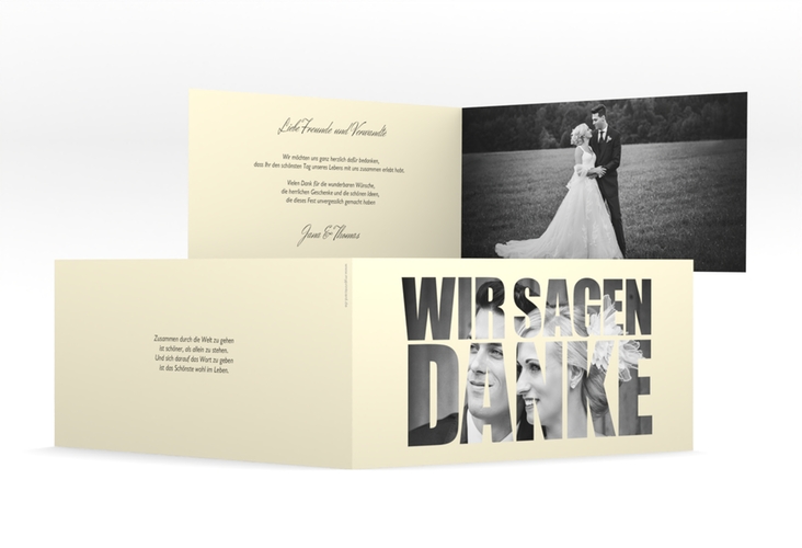 Dankeskarte Hochzeit Letters lange Klappkarte quer