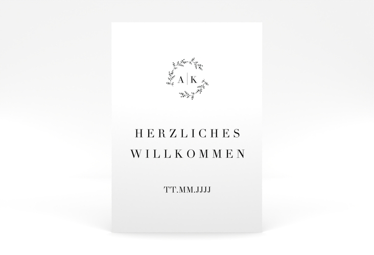 Willkommensschild Poster Filigrana 50 x 70 cm Poster in reduziertem Design mit Initialen und zartem Blätterkranz