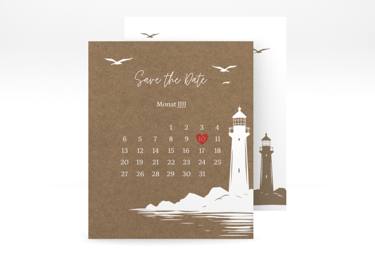 Save the Date-Kalenderblatt Leuchtturm Kalenderblatt-Karte Kraftpapier