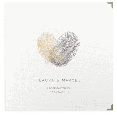 Klick: Details zu Gästebuch Selection Hochzeit "Fingerprint" anzeigen Gästebuch Selection Hochzeit Fingerprint Leinen-Hardcover beige schlicht mit Fingerabdruck-Motiv