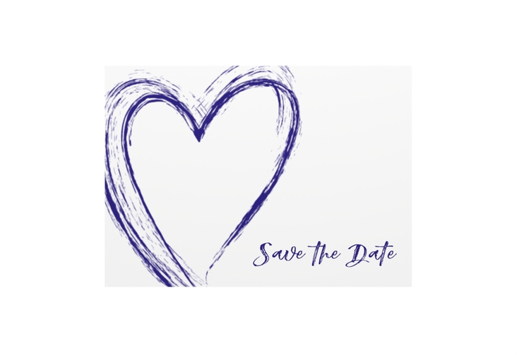 Save the Date-Visitenkarte Liebe Visitenkarte quer blau hochglanz