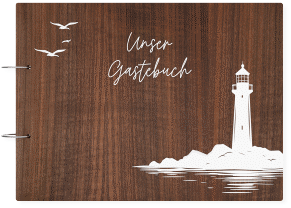 Gästebuch Holzcover Nussbaum Leuchtturm