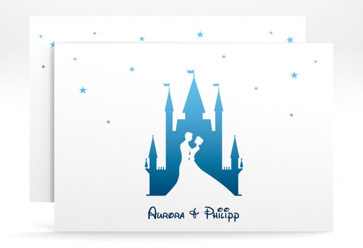 Save the Date-Karte Castle A6 Karte quer blau