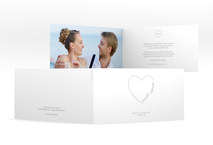 Danksagungskarte Hochzeit Lebenstraum lange Klappkarte quer weiss hochglanz