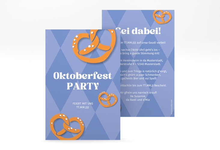 Party Einladungskarte Oktoberfest A6 Karte hoch lila