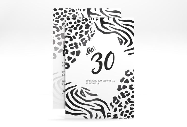 Einladung 30. Geburtstag Wild A6 Karte hoch hochglanz
