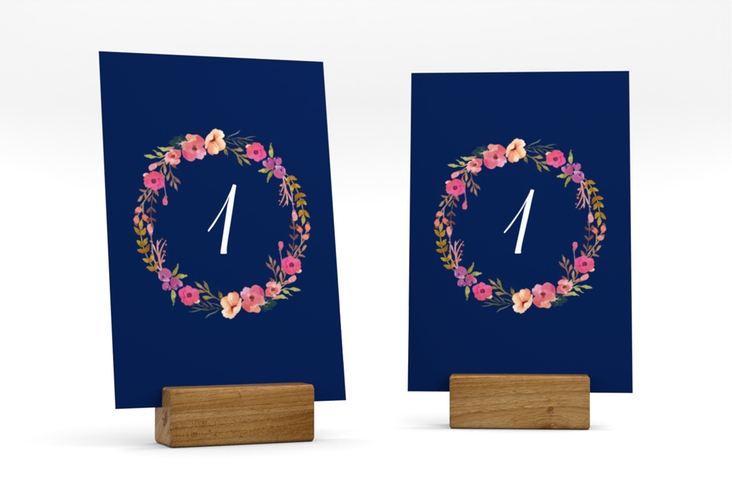 Tischnummer Hochzeit Fiore Tischaufsteller blau