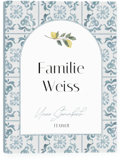 Stammbuch A5 Azulejo Stammbuch A5 blau mit mediterranem Azulejo-Muster und Zitronen