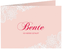 Einladung Taufe Destiny A6 Klappkarte quer rosa