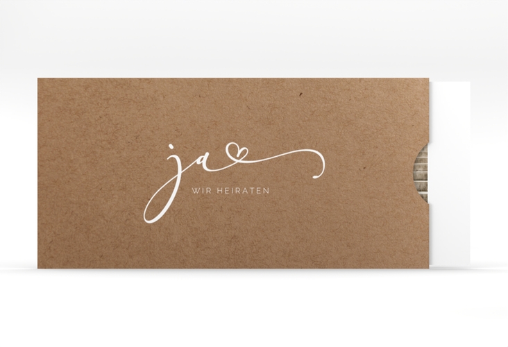 Hochzeitseinladung Jawort Einsteckkarte Kraftpapier hochglanz modern minimalistisch mit veredelter Aufschrift
