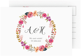 Klick: Details zu Verlobungskarte Hochzeit "Fiore" anzeigen Verlobungskarte Hochzeit Fiore A6 Postkarte weiss