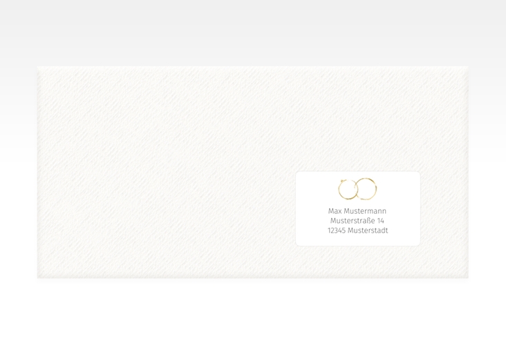 Empfängeretikett Hochzeit Trauringe 63,5 x 38,1 mm gold minimalistisch gestaltet mit zwei Eheringen