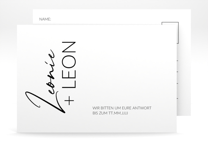 Antwortkarte Hochzeit Your Name A6 Postkarte weiss